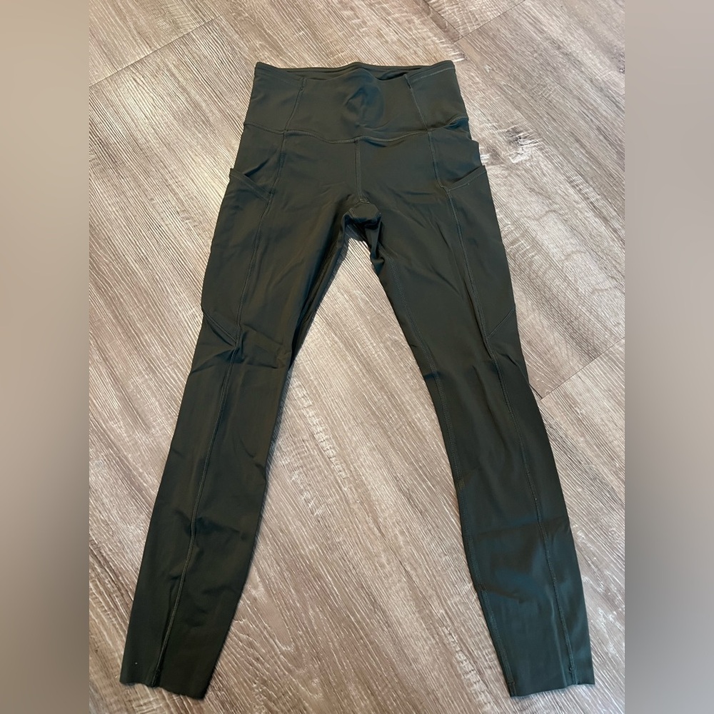 Lululemon High-Waisted Olive Green Leggings